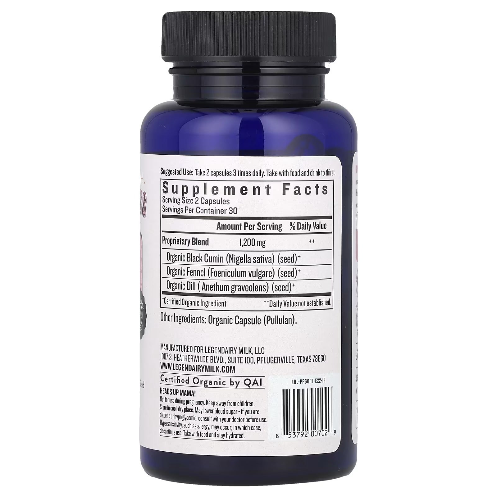 Legendairy Milk, Pump Princess, 60 vegan capsules - Mumzar