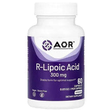 AOR R-Lipoic Acid 300 mg dietary supplement bottle, 60 capsules