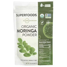 MRM Nutrition organic moringa powder bag, front label with green leaf graphics