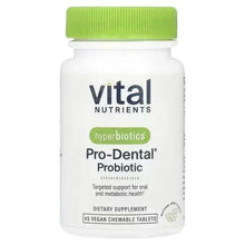 Probiotic supplement bottle with green cap and label, natural mint flavor