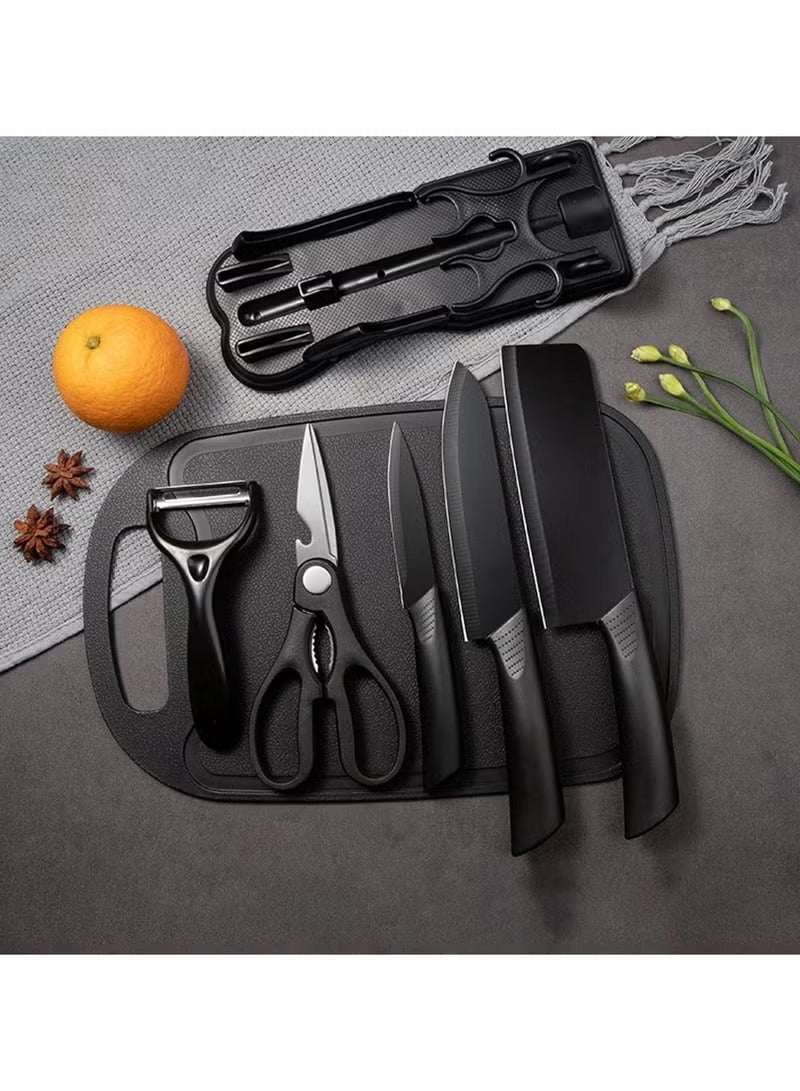 7 Piece Knife Set Complete with Protective Covers – Black - Mumzar