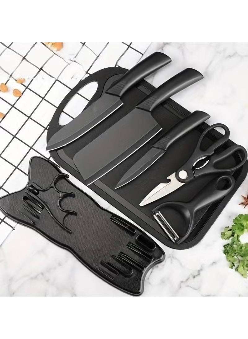 7 Piece Knife Set Complete with Protective Covers – Black - Mumzar