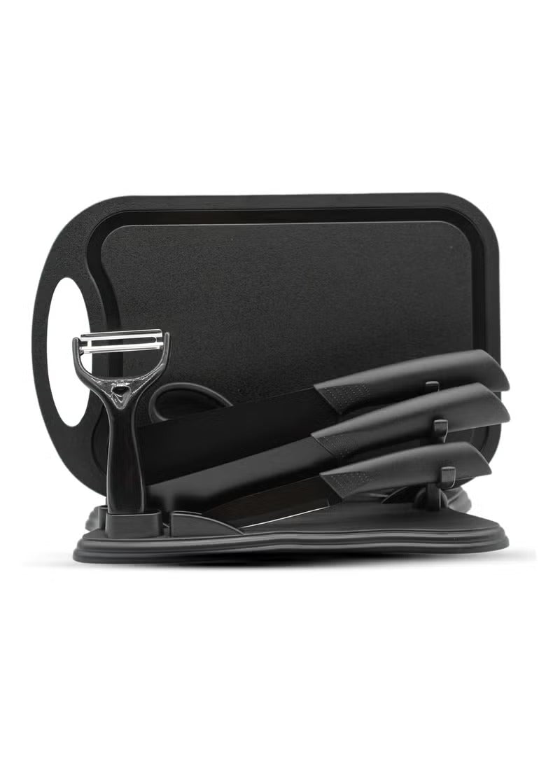 7 Piece Knife Set Complete with Protective Covers – Black - Mumzar
