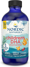 Nordic Naturals children's DHA fish oil supplement bottle, blue with black cap