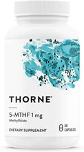 Thorne 5-MTHF 1 mg dietary supplement bottle with 60 capsules, white