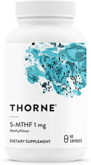 THORNE 5-MTHF 1mg - Methylfolate (Active B9 Folate) Supplement - Supports Cardiovascular Health, Fetal Development, Nerve Health, Methylation, and Homocysteine Levels - 60 Capsules