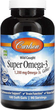 Dietary supplement bottle with Super Omega-3 label and 180 soft gels