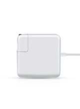 White foldable plug power adapter with hinged prongs and side profile