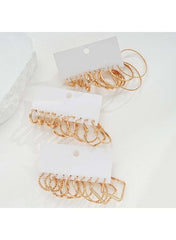 17 Pcs Gold Color Hoop & Cuff Earrings Set for Women