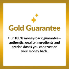 Gold Guarantee money-back card with star icons and guarantee text