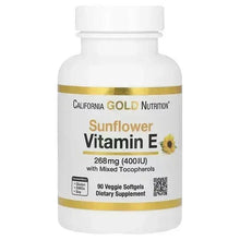 California Gold Nutrition Sunflower Vitamin E bottle, 90 veggie softgels