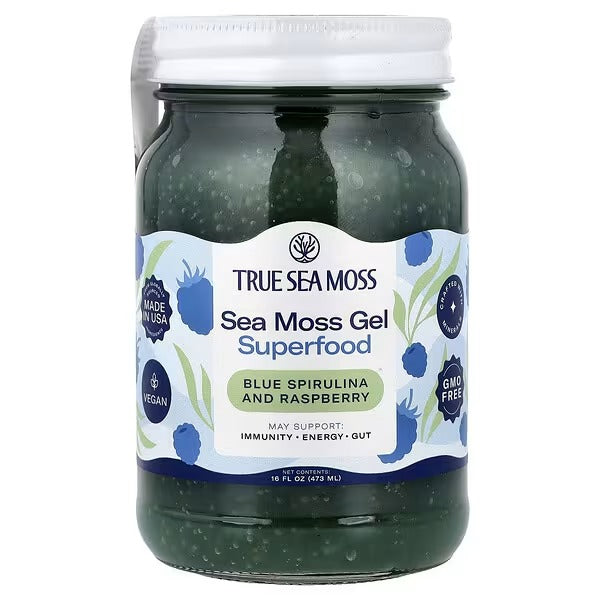 True Sea Moss, Sea Moss Gel Superfood, Blue Spirulina and Raspberry, 16 fl oz (473 ml)