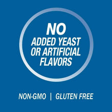 No added yeast or artificial flavors badge; non-GMO, gluten free multivitamin