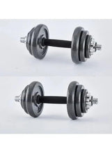 Adjustable dumbbell with multiple weight plates and threaded collars