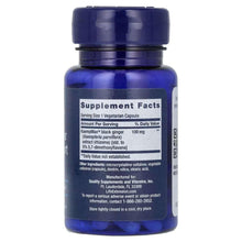 Life Extension supplement bottle back label with Supplement Facts