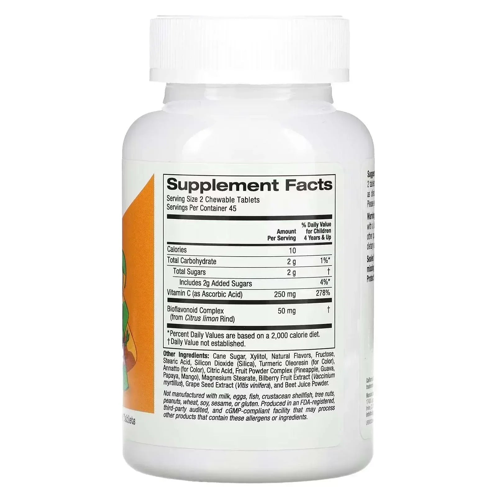 California Gold Nutrition Chewable Vitamin C with Bioflavonoid Complex for Children – Orange, 90 Vegetarian Tablets - Mumzar