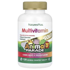NaturesPlus Animal Parade Gold® Children’s Chewable Multivitamin – 120 Animal-Shaped Tablets