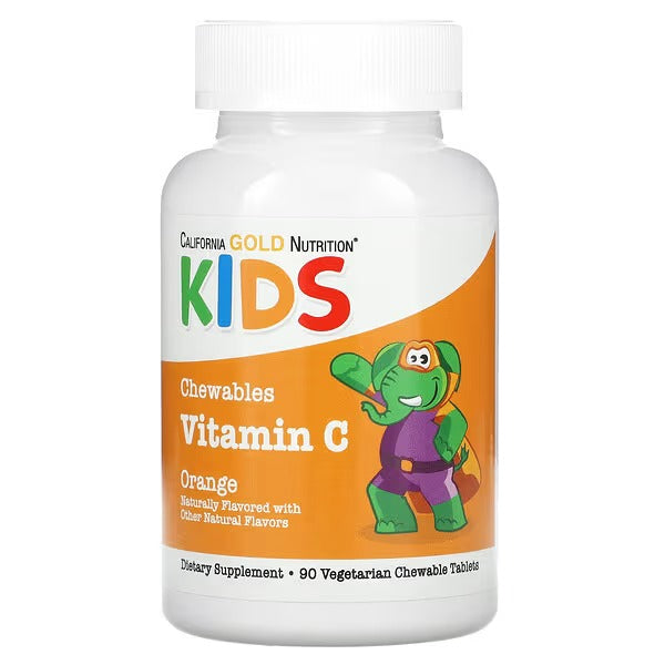 California Gold Nutrition Chewable Vitamin C with Bioflavonoid Complex for Children – Orange, 90 Vegetarian Tablets