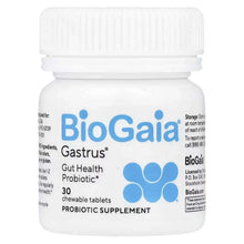 BioGaia Gastrus gut health probiotic supplement bottle, 30 chewable tablets