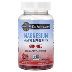 Garden of Life Magnesium Gummies with Pre & Probiotics – Raspberry Flavor, 60 Gummies