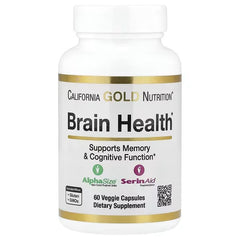 California Gold Nutrition Brain Health with Alpha-GPC, Phosphatidylserine & Minerals – 60 Veggie Capsules
