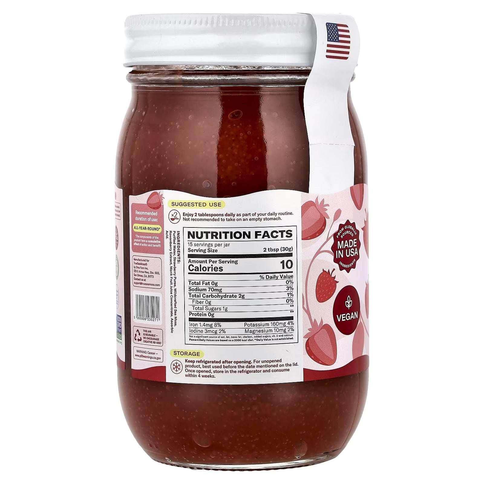 True Sea Moss, Natural Superfood From The Sea, Strawberry, 16 fl oz (473 ml) - Mumzar