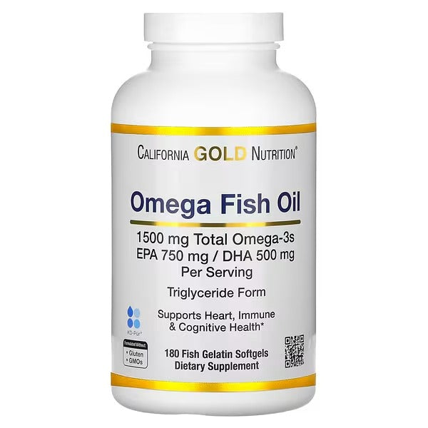 California Gold Nutrition Norwegian Omega-3 Fish Oil – EPA/DHA, Natural Lemon, 180 Softgels