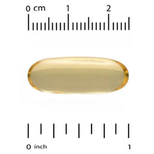 Omega-3 fish oil softgel, translucent yellow capsule