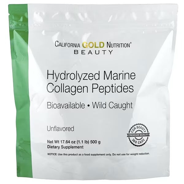 California Gold Nutrition Hydrolysed Marine Collagen Peptides – Unflavoured, 1.1 lb (500 g)