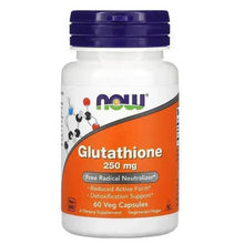 Supplement bottle with purple cap and Glutathione 250 mg label, 60 veg capsules