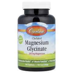 Carlson Chelated Magnesium Glycinate – 200 mg, 90 Tablets