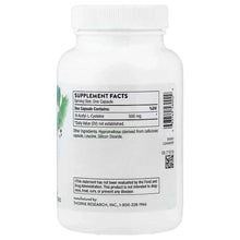 Dietary supplement bottle with white cap; back panel with Supplement Facts