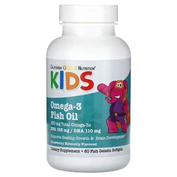 California Gold Nutrition Kid’s Omega-3 Fish Oil – Natural Strawberry, 60 Fish Gelatin Softgels - Mumzar