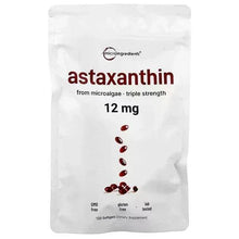 Astaxanthin 12 mg dietary supplement pouch, microingredients branding, 120 softgels