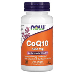 NOW Foods CoQ10 with Vitamin E & Sunflower Lecithin – 30 Capsules