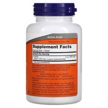 L-Lysine supplement bottle back label with Supplement Facts panel