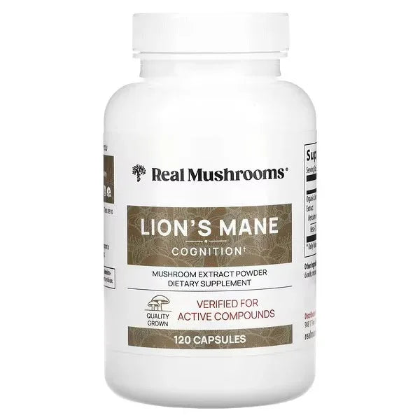 Real Mushrooms Lion’s Mane Mushroom Extract Powder – 120 Capsules - Mumzar