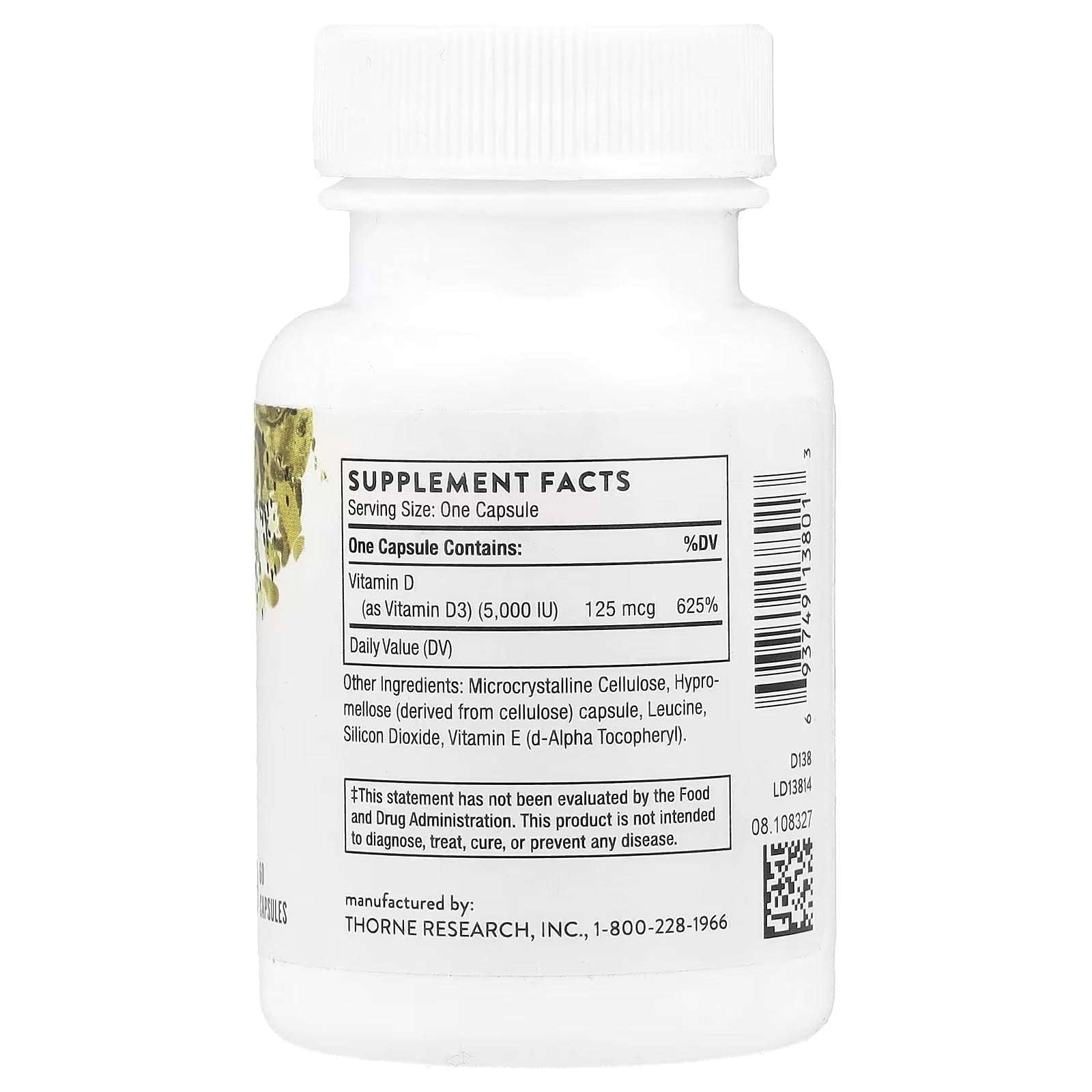 Thorne D-5,000 (Vitamin D3) – 125 mcg, 60 Capsules