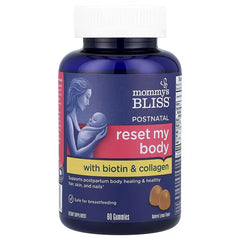 Mommy's Bliss Postnatal Reset My Body with Biotin & Collagen – Natural Lemon, 60 Gummies
