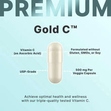 Beige veggie capsule labeled 500 mg per capsule, Vitamin C (as ascorbic acid)