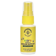 Kids propolis throat spray bottle with yellow cap and label