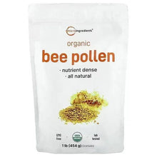 Micro Ingredients organic bee pollen pouch, 1 lb (454 g), front label