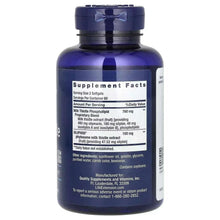 Back of Milk thistle supplement bottle showing Supplement Facts and 120 softgels