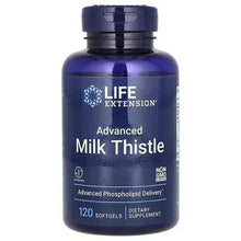 Milk thistle supplement bottle with Life Extension Advanced label, 120 softgels