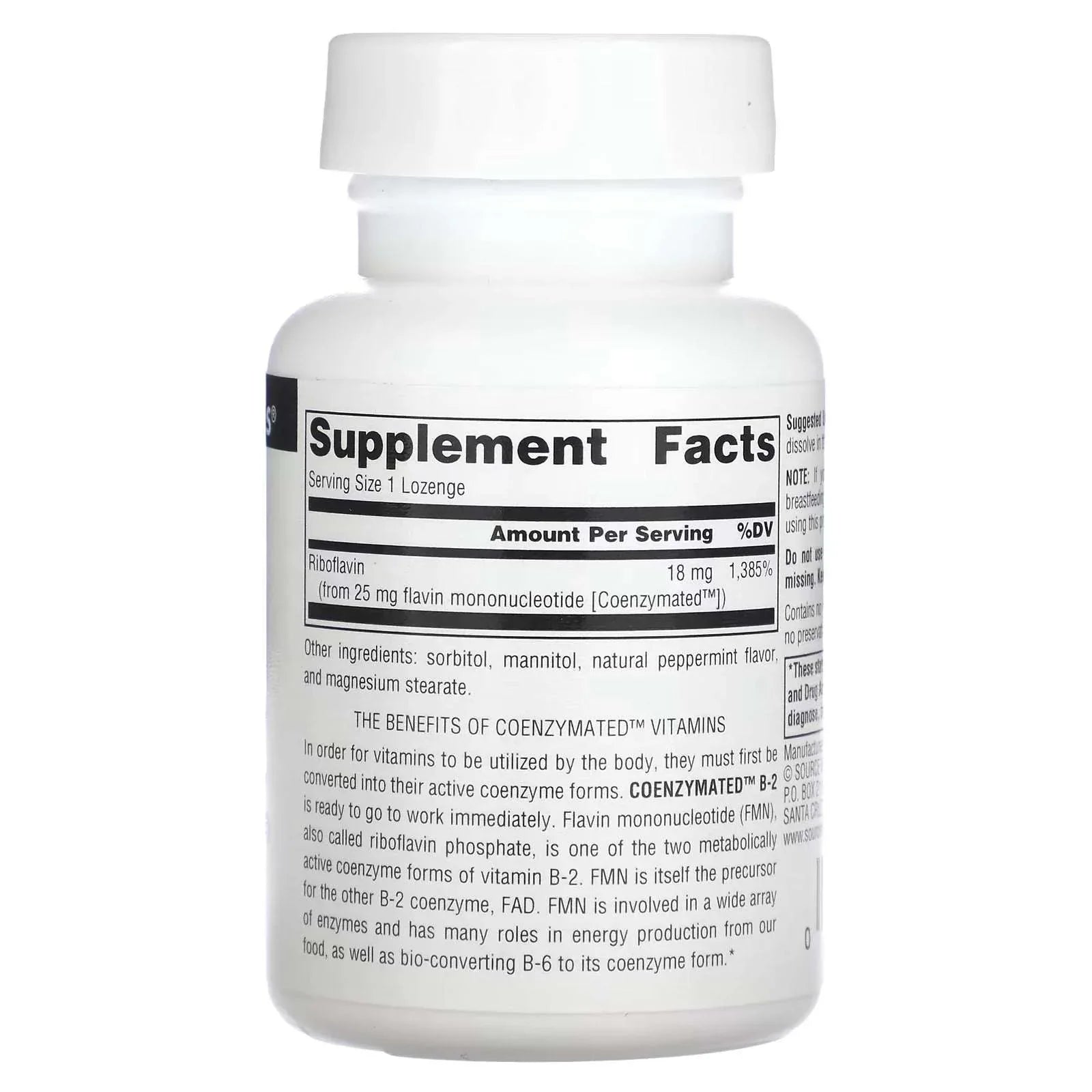 Source Naturals Coenzymated B-2 – 18 mg, 60 Pastilles - Mumzar