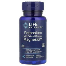 Life Extension potassium with extended-release magnesium supplement bottle, front label