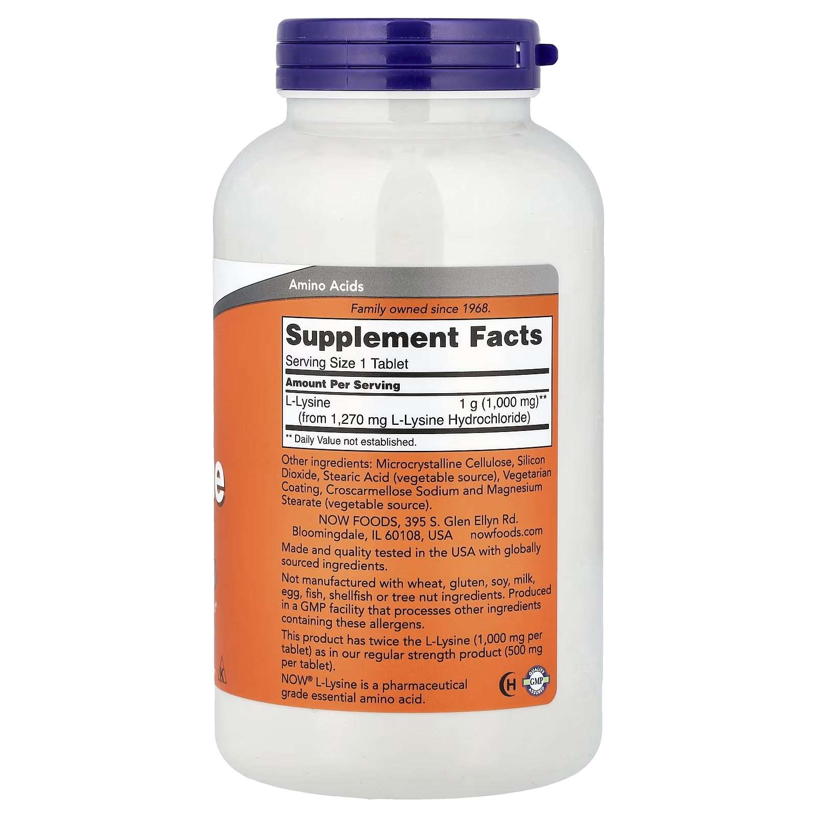 NOW Foods L-Lysine – 1,000 mg, 250 Tablets