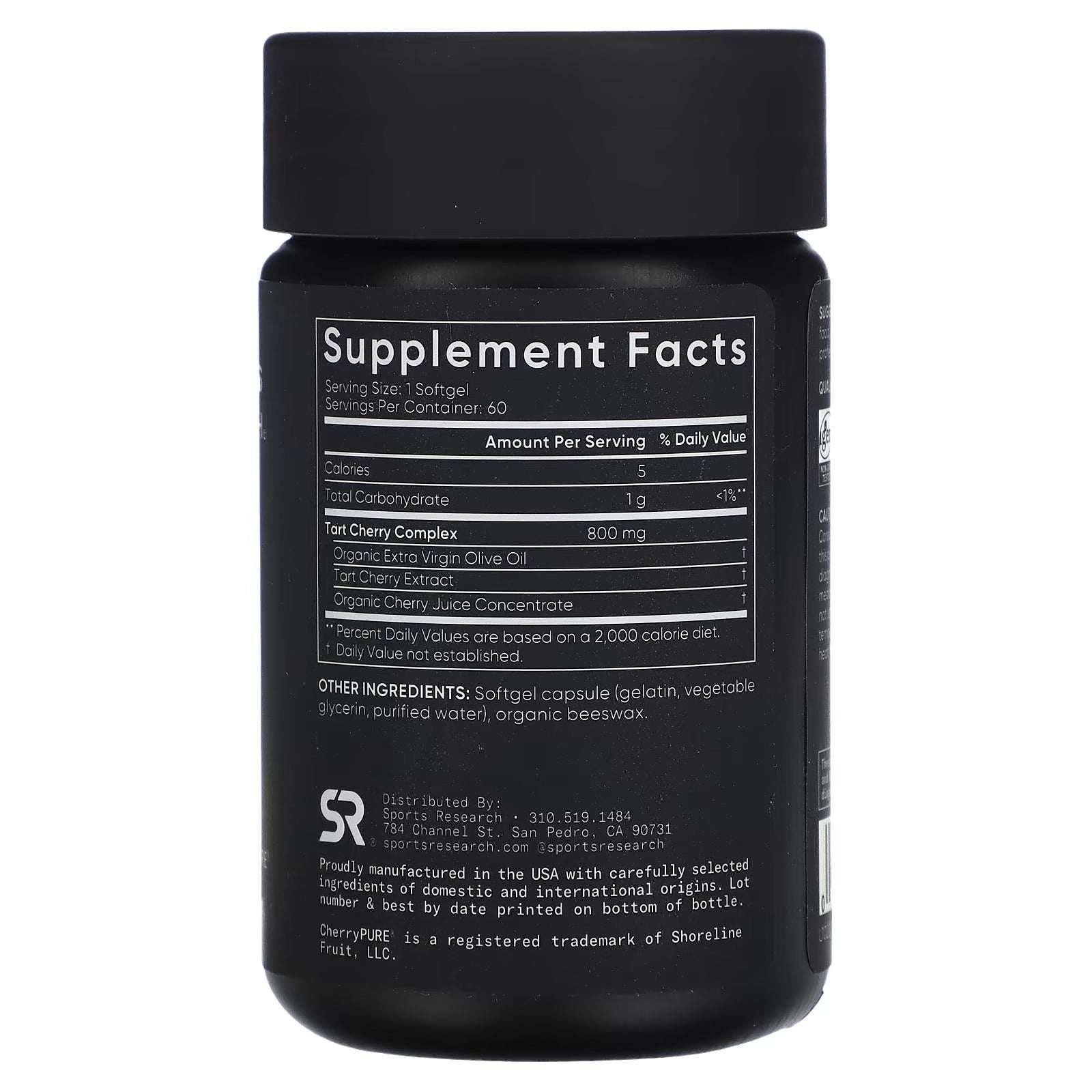 Sports Research Tart Cherry Fruit Complex – 60 Softgels