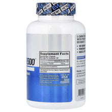 L-Carnitine 500 mg supplement facts panel on white bottle, 120 capsules