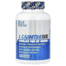L-Carnitine 500 mg bottle with blue label, stimulant free fat burning, 120 capsules